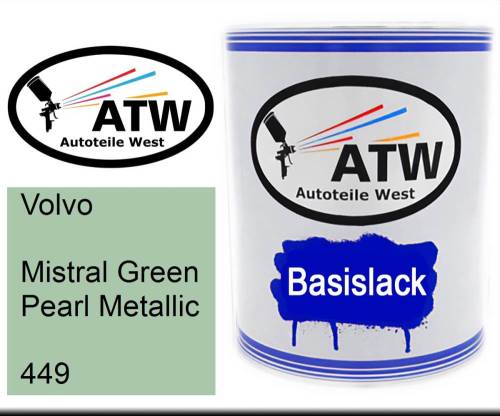 Volvo, Mistral Green Pearl Metallic, 449: 1L Lackdose, von ATW Autoteile West.